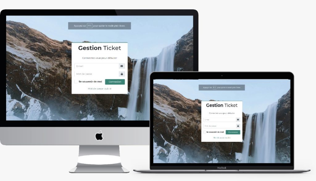page d'accueil du site Gestion Ticket